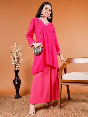 Pink Organic Cotton Wide Pants