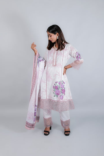 Cotton Suit Set with Lace - Kaayada