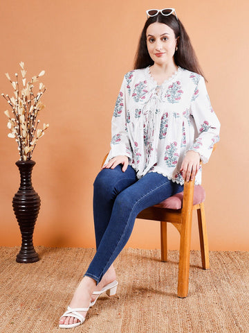Floral Cotton Boho Top - Kaayada