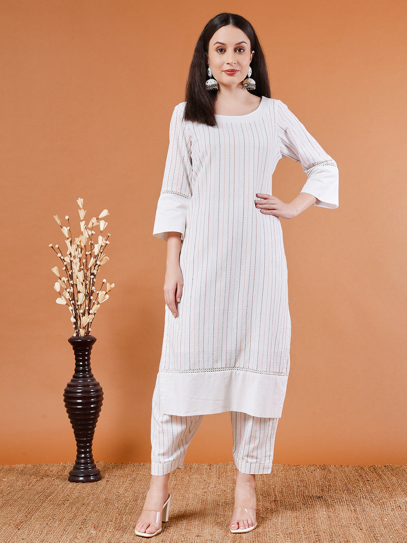 White Organic Kurta with Pants