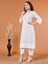 White Organic Kurta with Pants