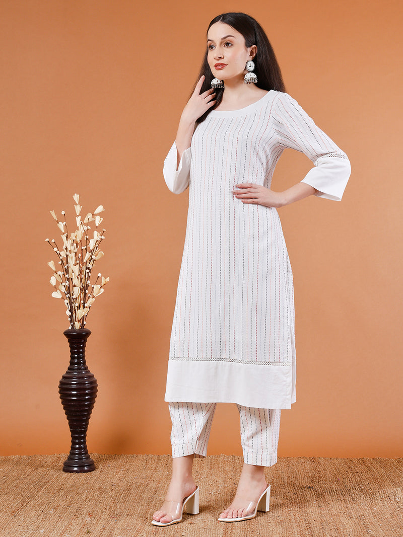 White Organic Kurta with Pants