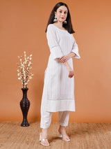 White Organic Kurta with Pants