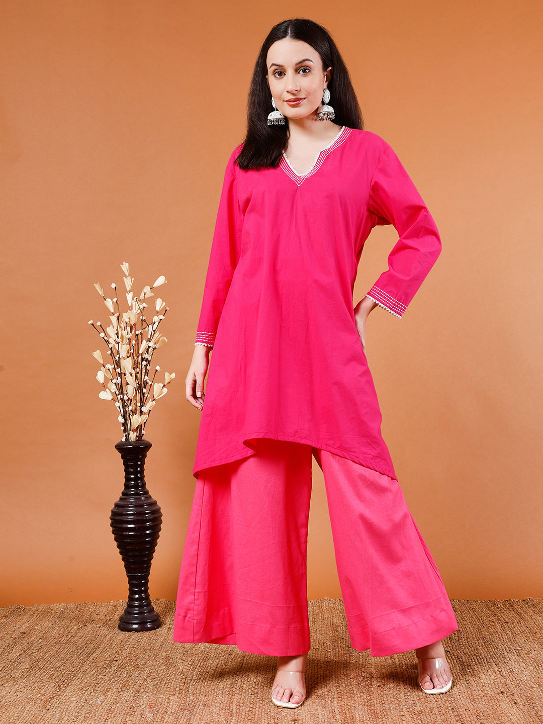Pink Organic Cotton Wide Pants