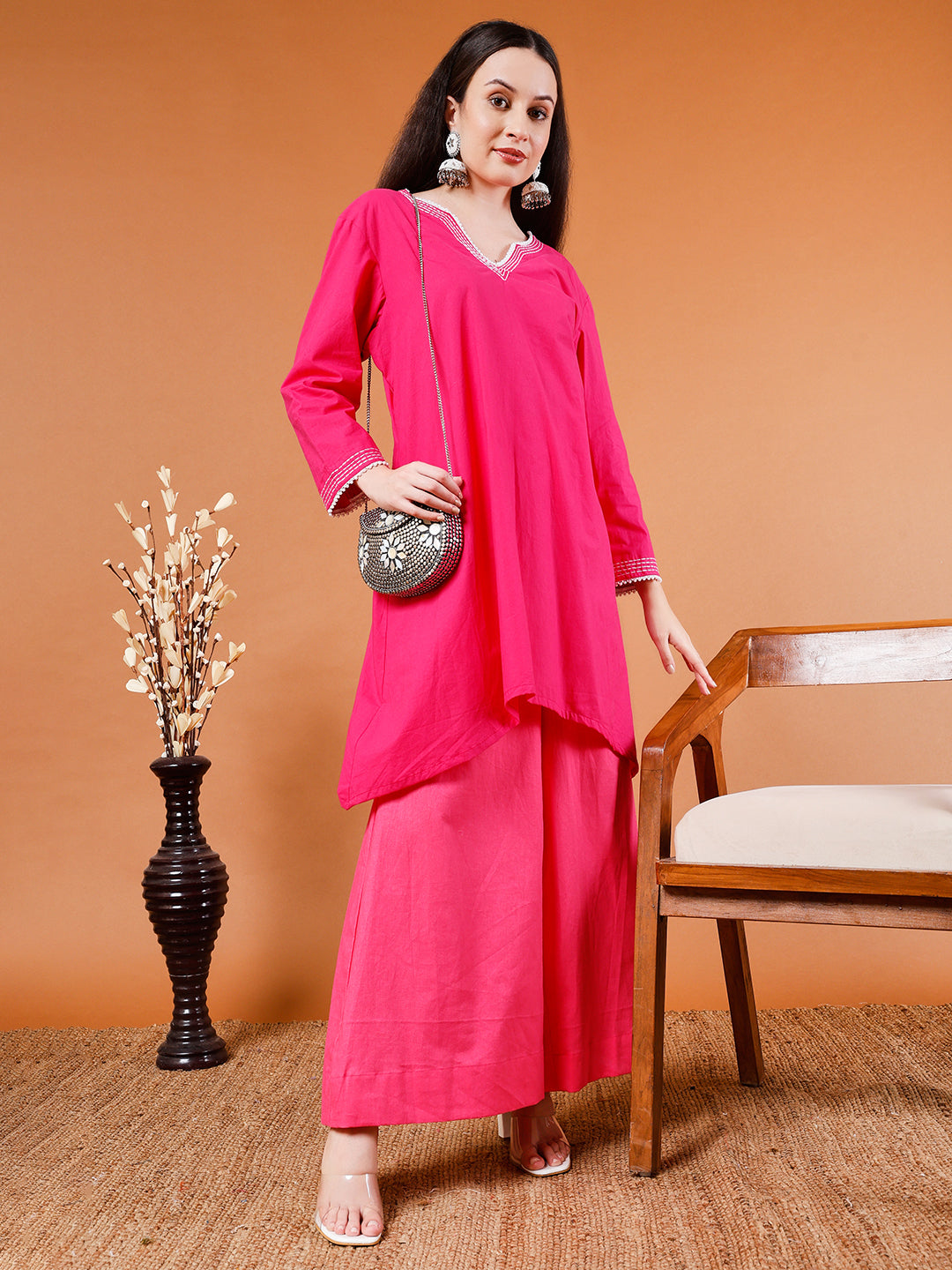 Pink Organic Cotton Wide Pants
