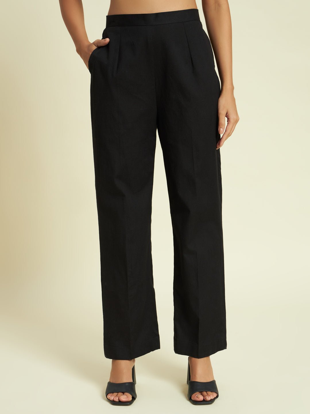 Black Straight Organic Cotton Pant - Kaayada