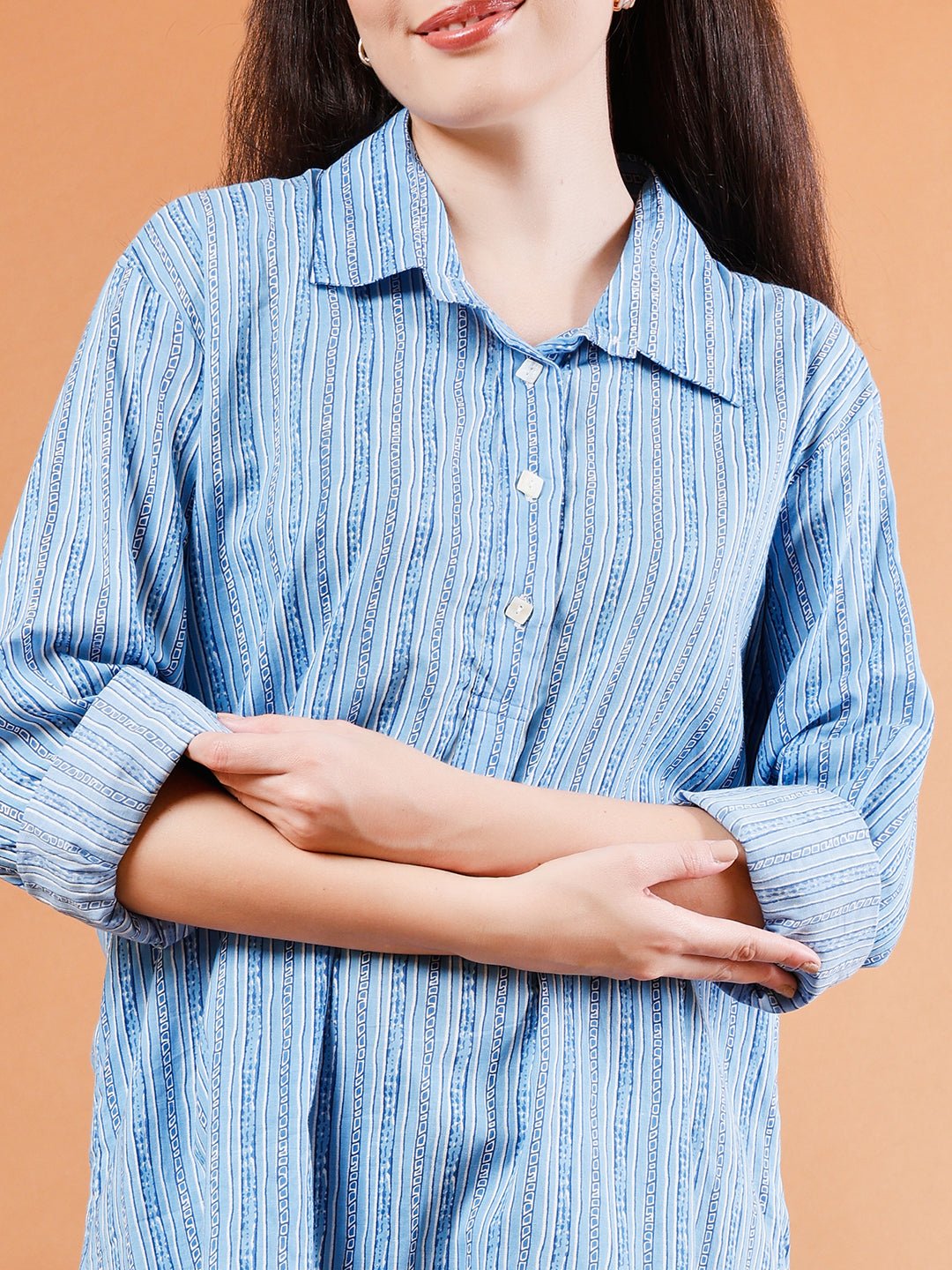 Casual Striped Cotton Shirt - Kaayada