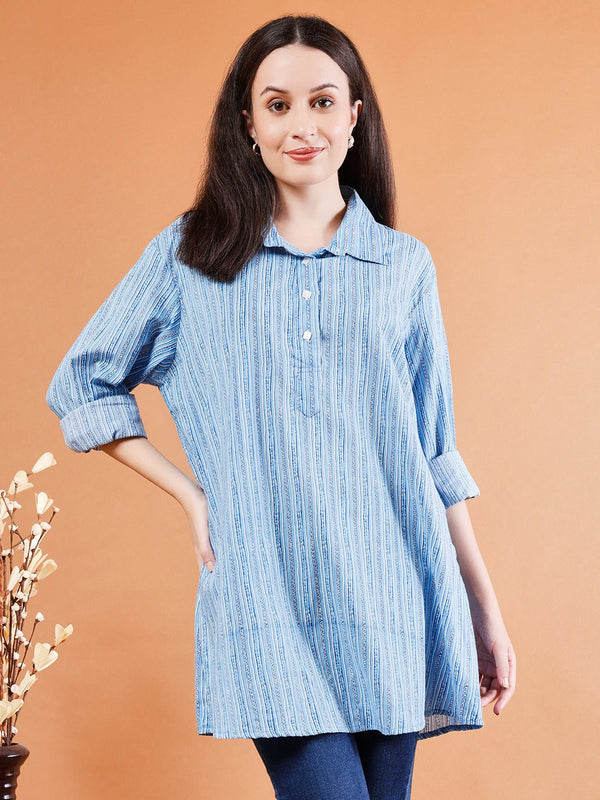 Casual Striped Cotton Shirt - Kaayada