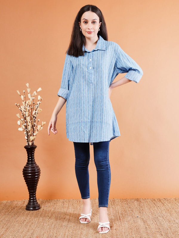 Casual Striped Cotton Shirt - Kaayada