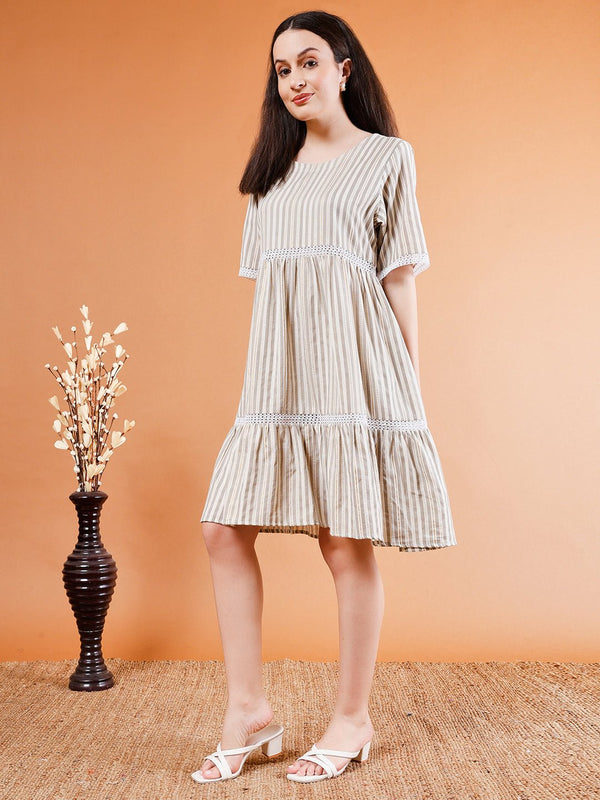 Classic Striped Cotton Dress - Kaayada