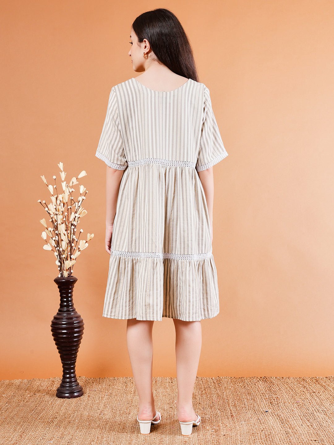 Classic Striped Cotton Dress - Kaayada