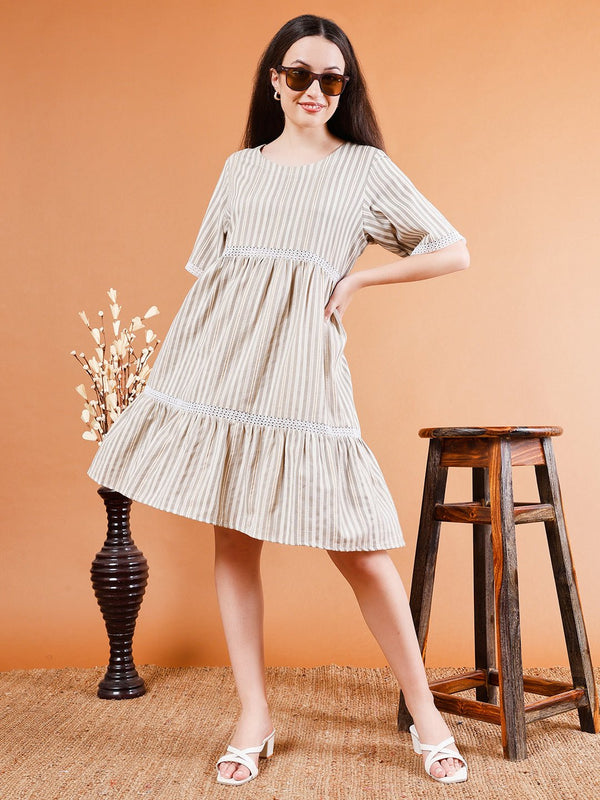 Classic Striped Cotton Dress - Kaayada