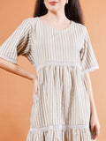 Classic Striped Cotton Dress - Kaayada