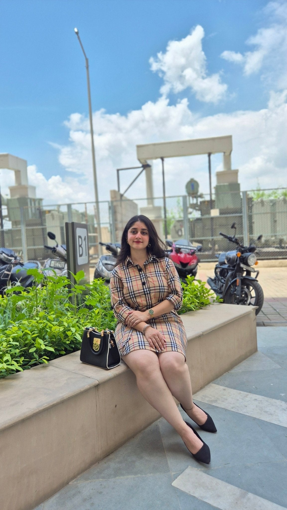 Cotton Cheque Print Shirt Dress - Kaayada