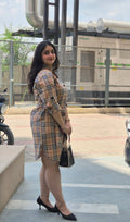Cotton Cheque Print Shirt Dress - Kaayada