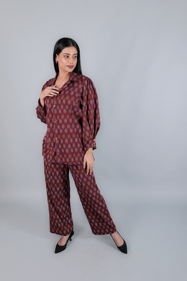 Cotton Ikkat Shirt and Pant Set - Kaayada