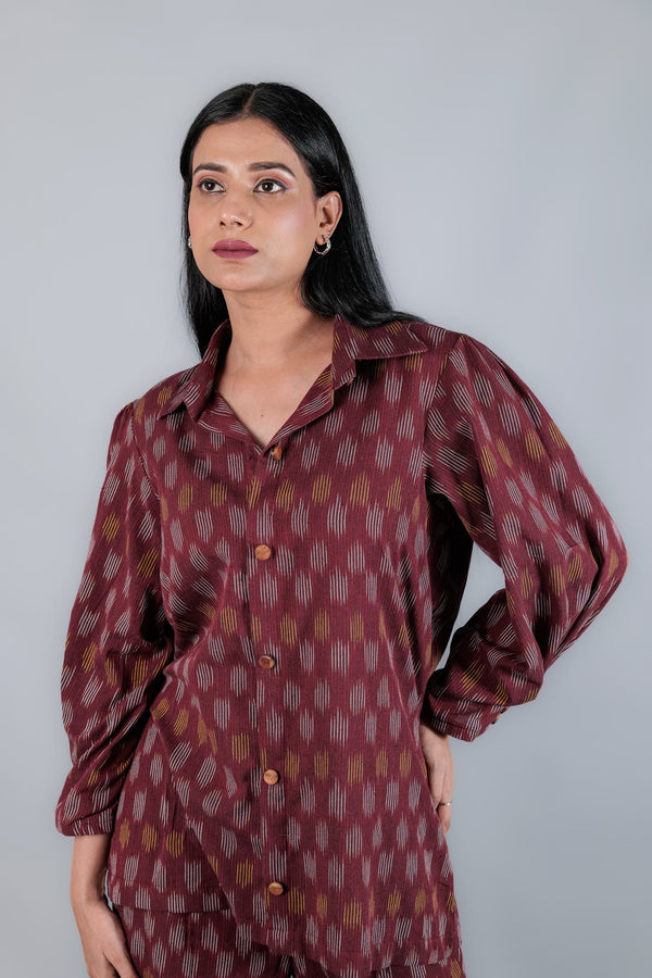 Cotton Ikkat Shirt and Pant Set - Kaayada