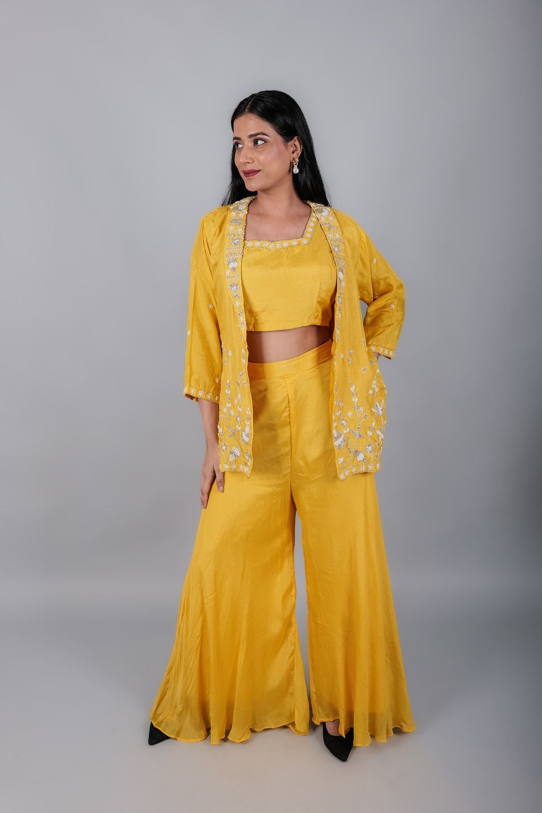 Crop Top Set with Jacket - Kaayada
