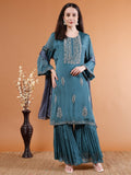Elegant Blue Sharara Set - Kaayada