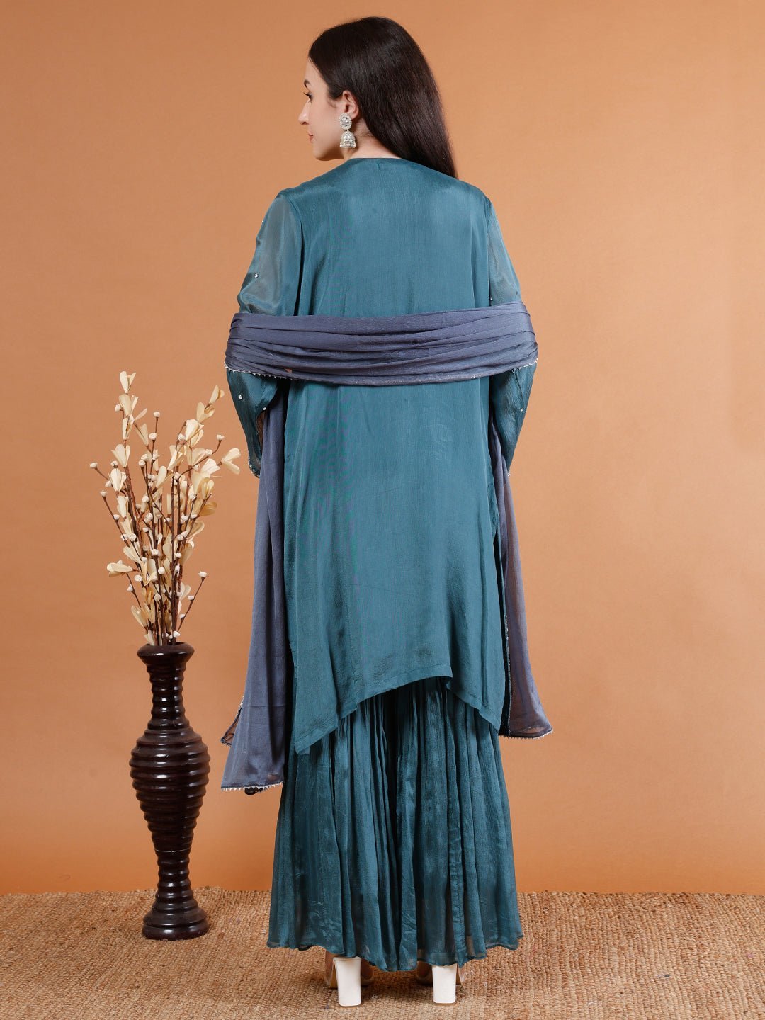 Elegant Blue Sharara Set - Kaayada