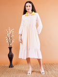 Elegant Collared Flow Organic Cotton Dress - Kaayada
