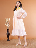 Elegant Collared Flow Organic Cotton Dress - Kaayada