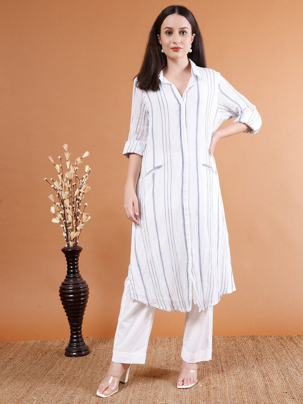 Elegant Collared Kurta Set - Kaayada