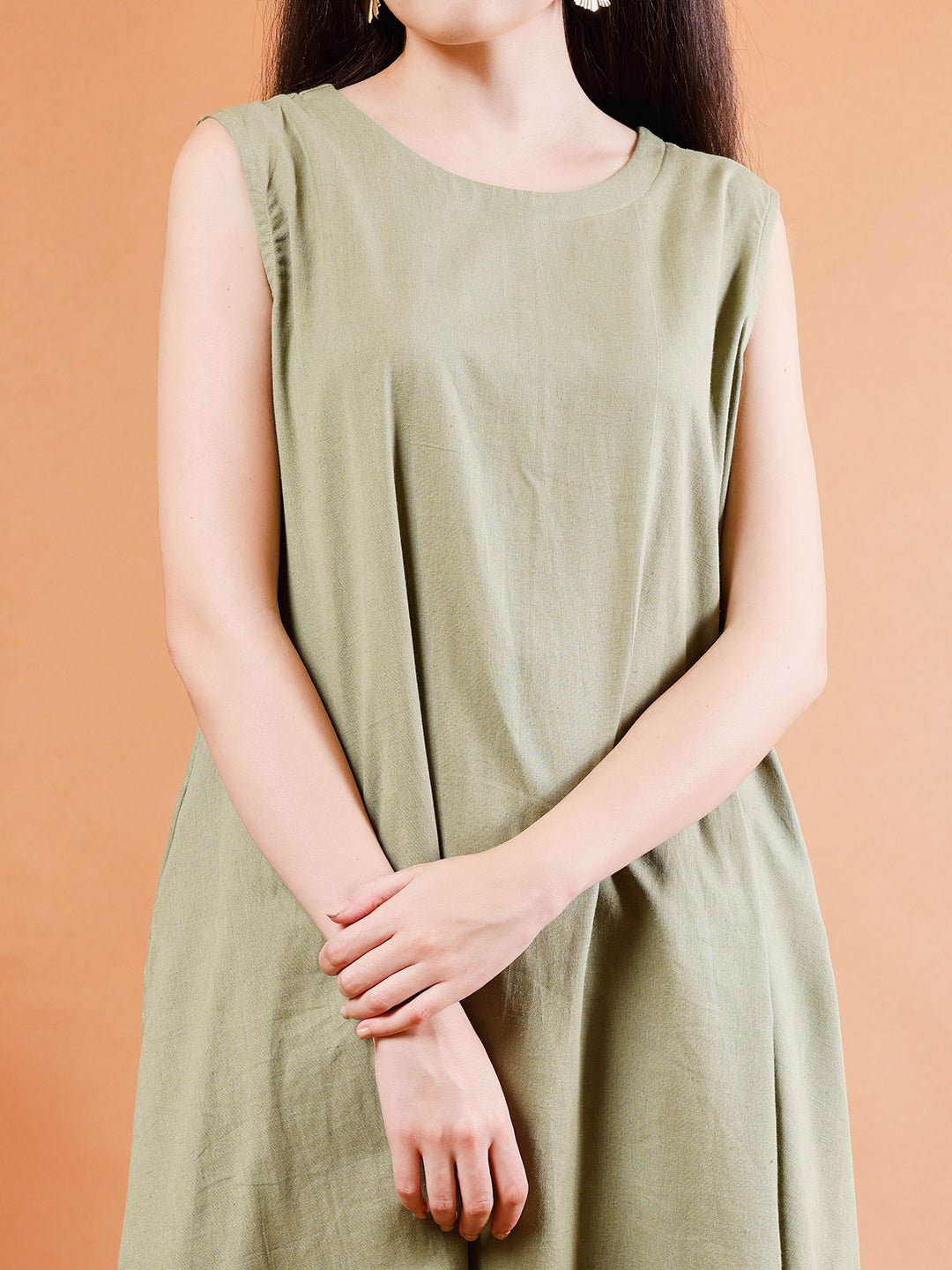 Elegant Olive Green Asymmetrical Kurta Set - Kaayada