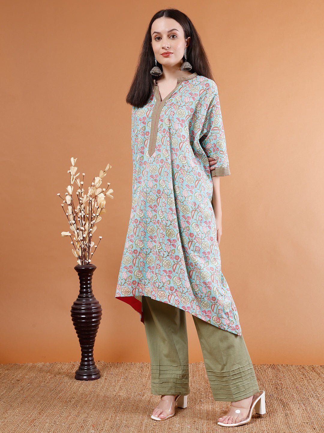 Elegant Organic Cotton Flow Kurta Set - Kaayada