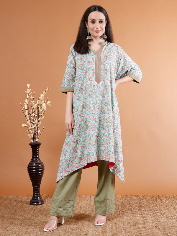 Elegant Organic Cotton Flow Kurta Set - Kaayada