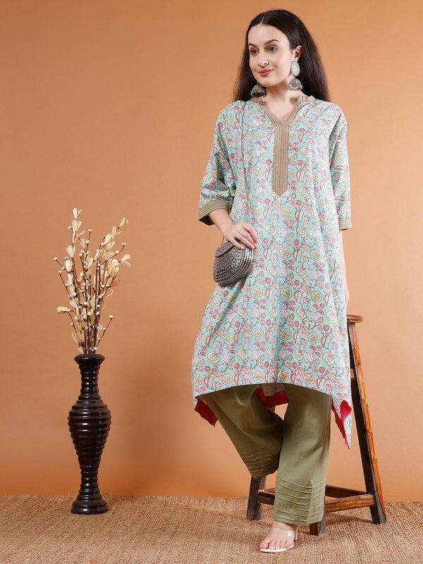 Elegant Organic Cotton Flow Kurta Set - Kaayada