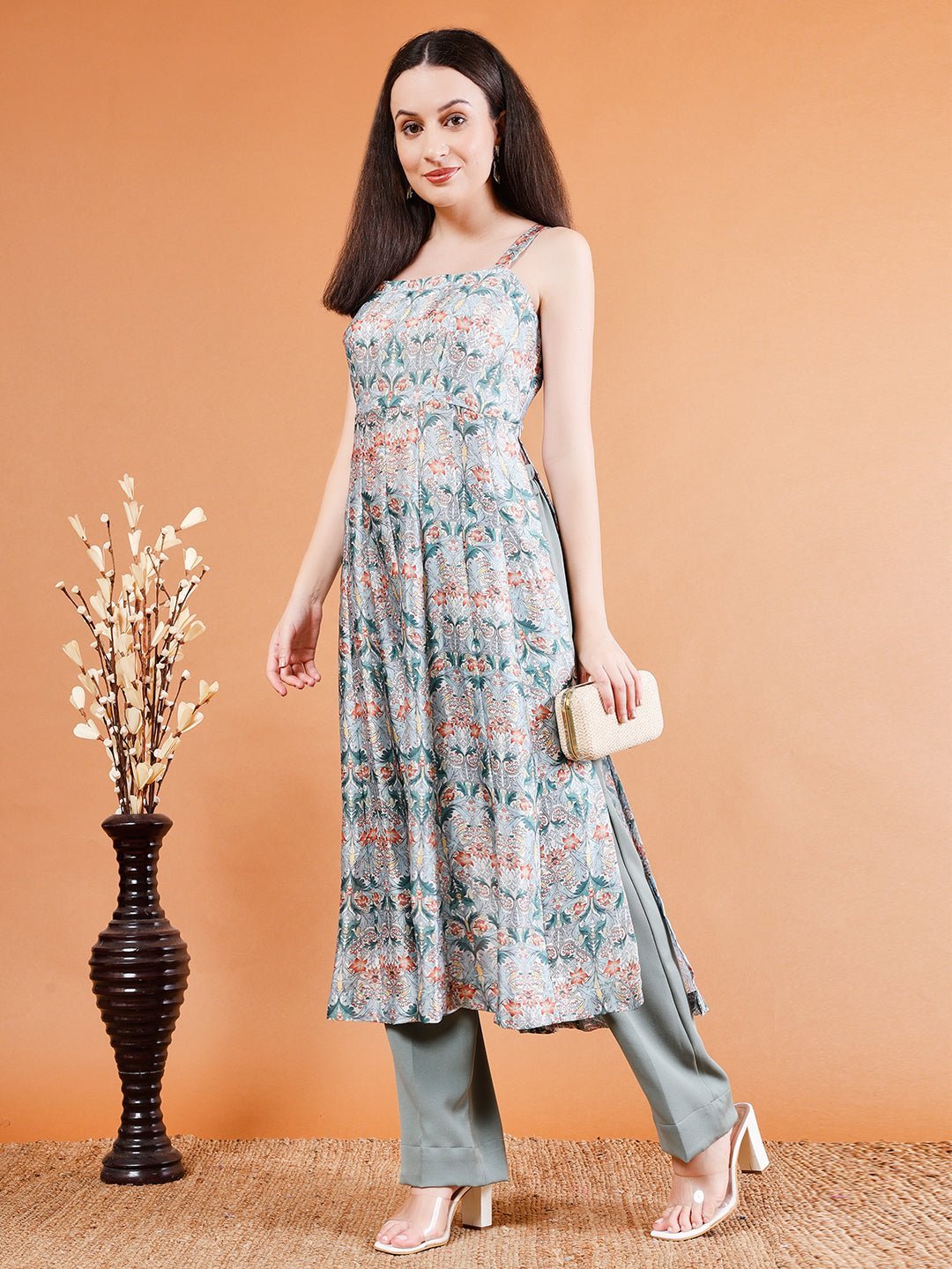 Elegant Slit Kurta Sleeves with Straight Pant Set - Kaayada