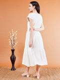 Elegant White Crushed Organic Cotton Dress - Kaayada