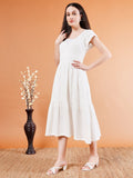 Elegant White Crushed Organic Cotton Dress - Kaayada