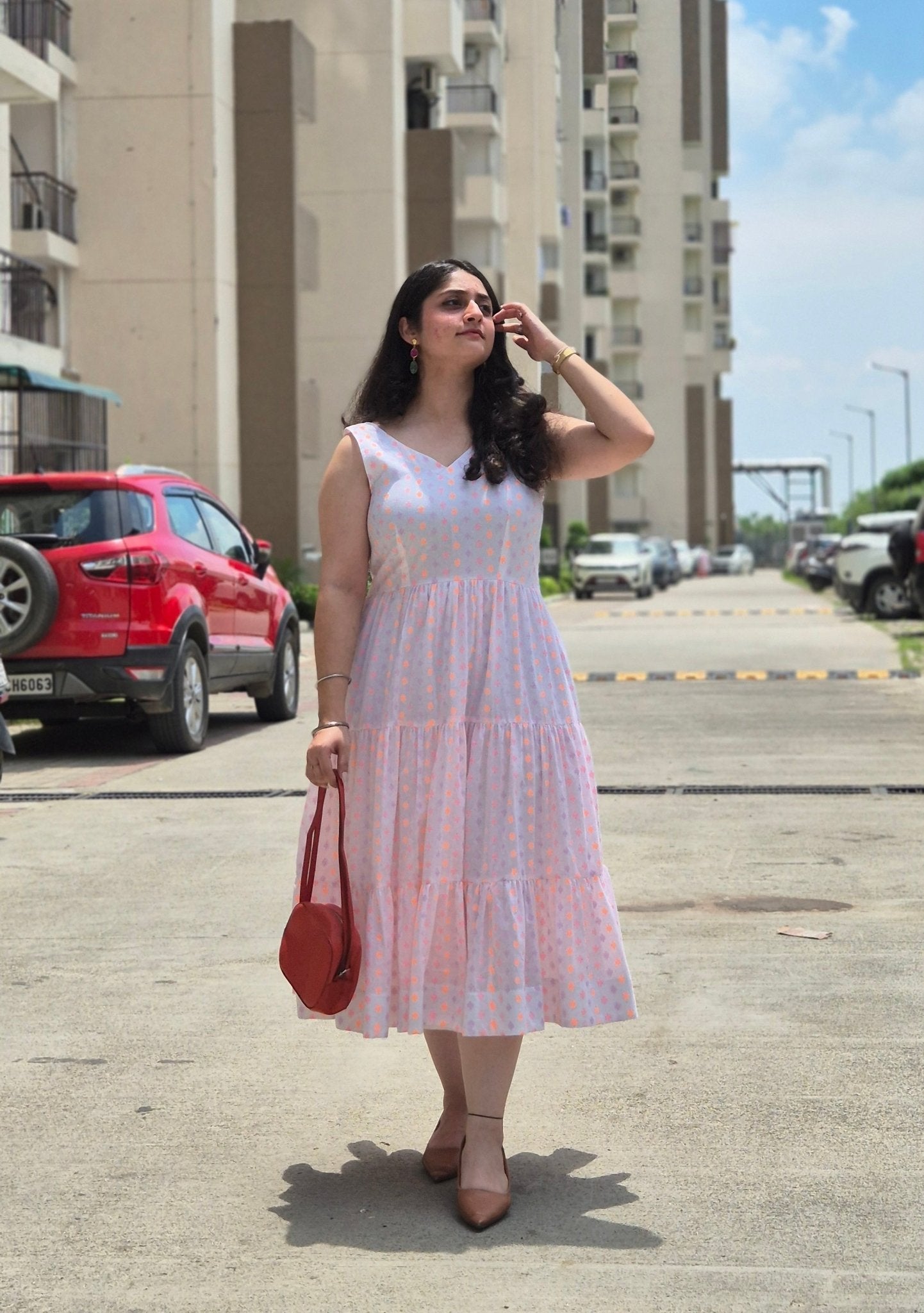 Flare Organic Dress with Adjustable Belt - Kaayada