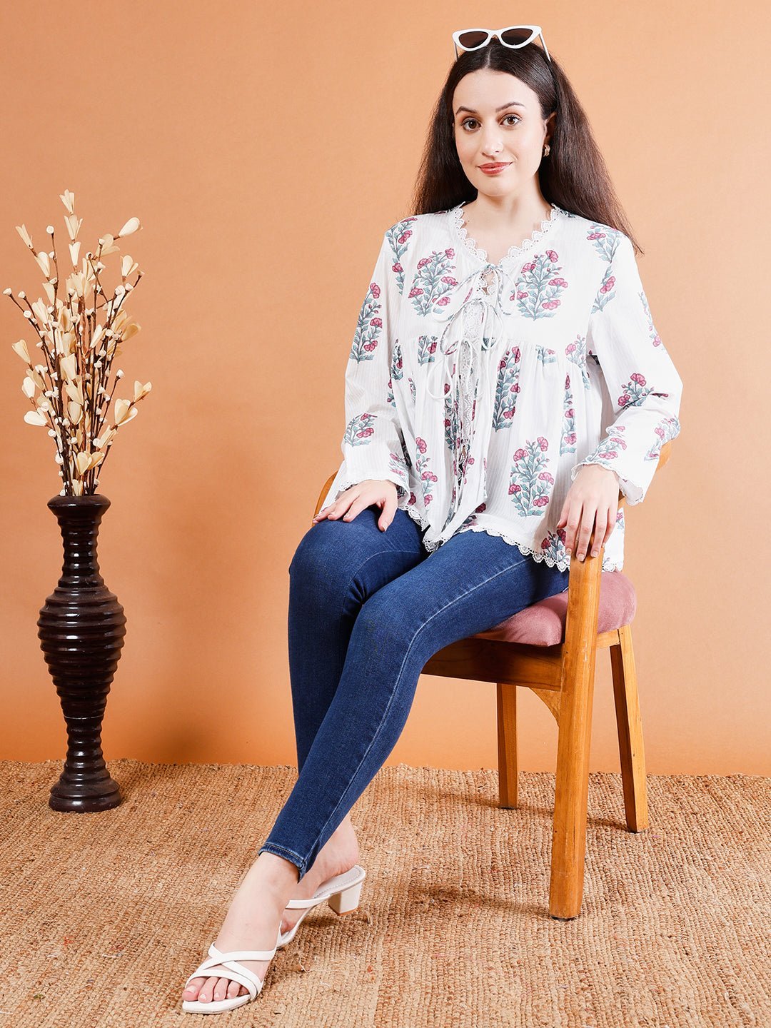 Floral Cotton Boho Top - Kaayada