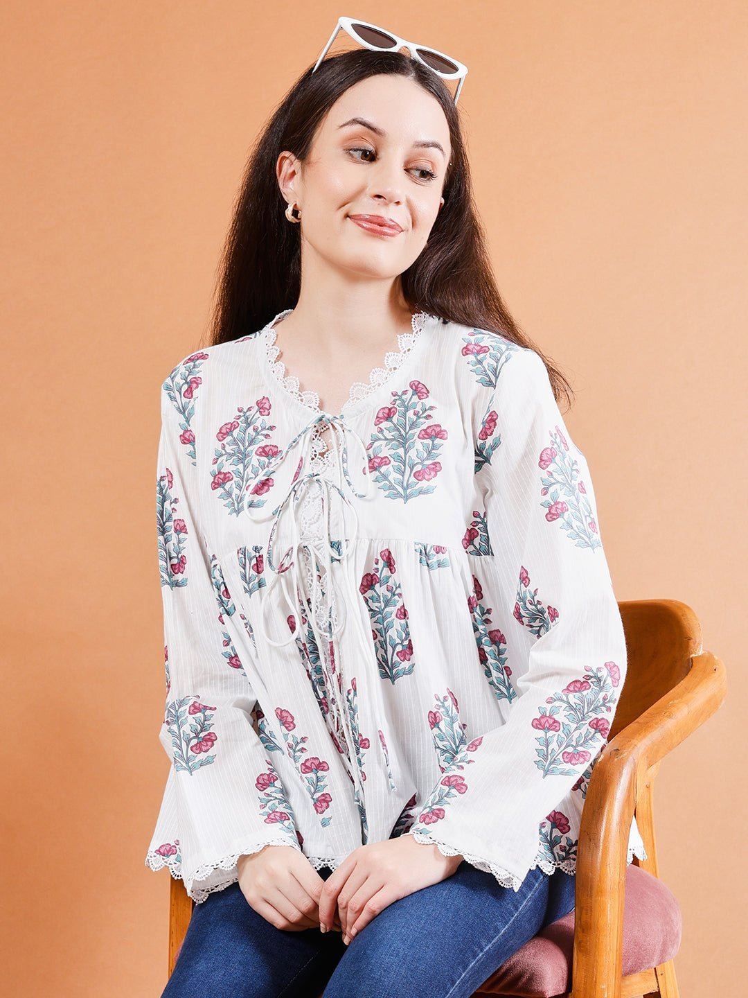 Floral Cotton Boho Top - Kaayada