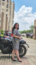 Ikkat Cotton Grey Dress - Kaayada