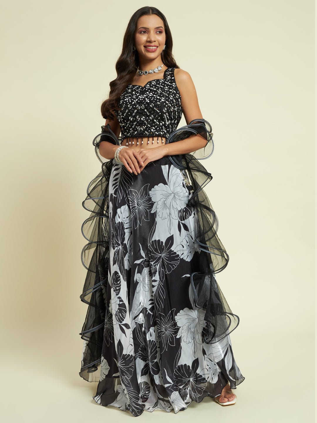 Lehenga Set with Curled Dupatta - Kaayada