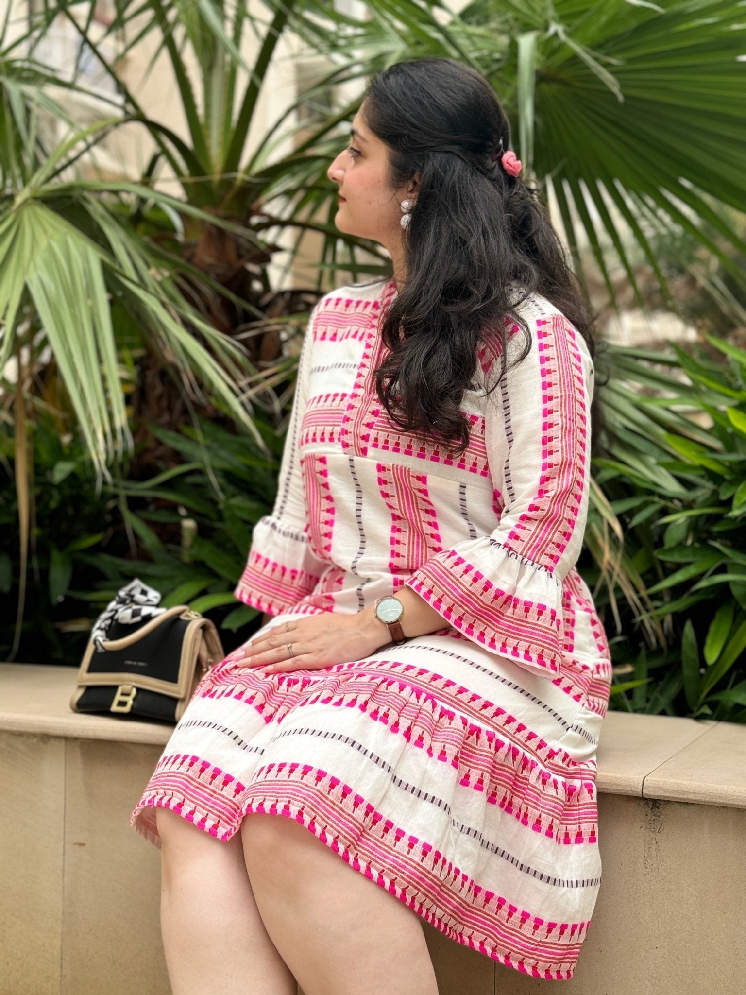 Organic Cotton Dress with Colourful Threadwork - Kaayada
