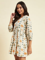 Organic Cotton Printed Short Dress - Kaayada