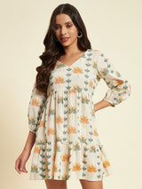 Organic Cotton Printed Short Dress - Kaayada