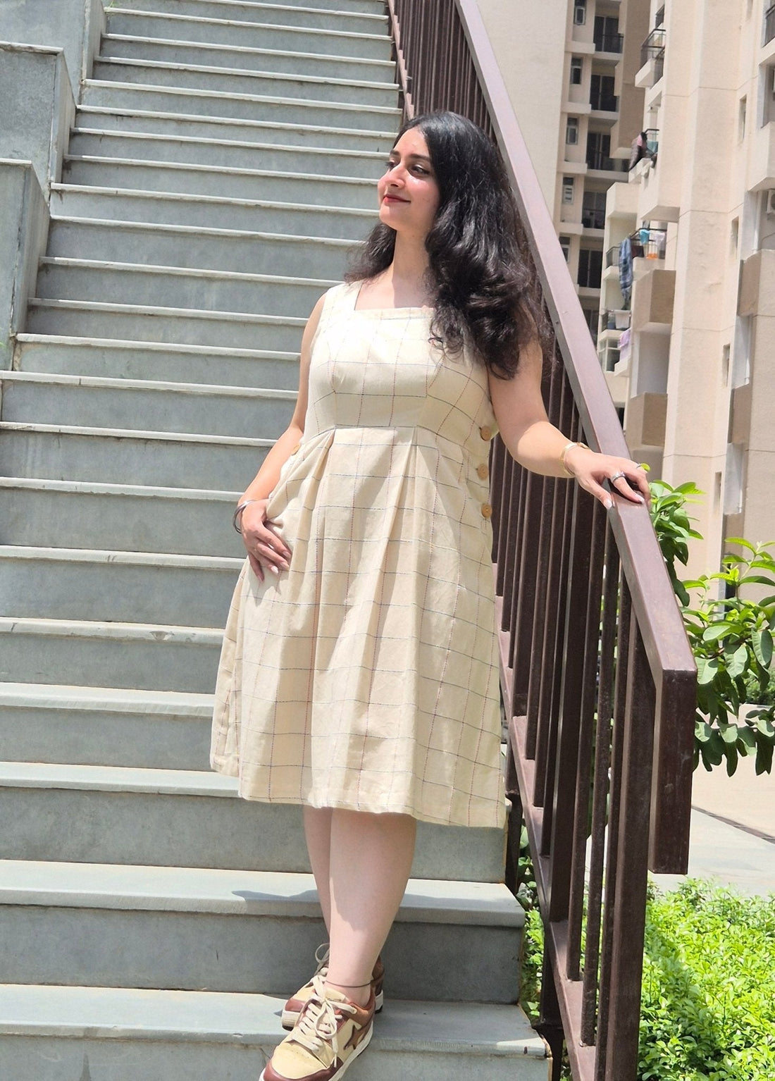 Organic Cotton Square Neck Dress - Kaayada