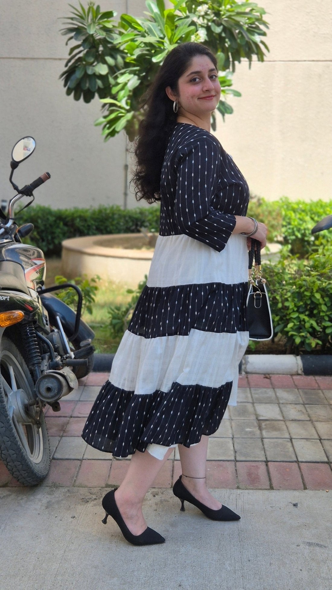Organic Cotton Stretchable Dress with Shrug - Kaayada