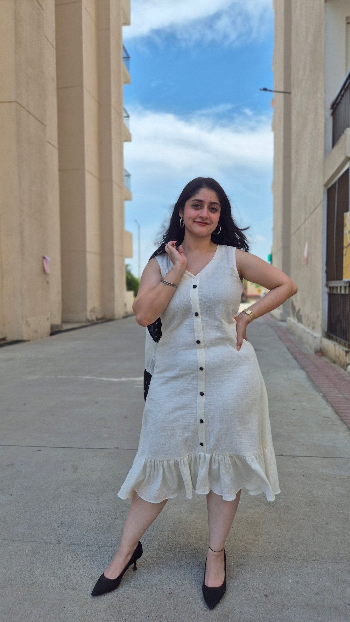 Organic Cotton Stretchable Dress with Shrug - Kaayada