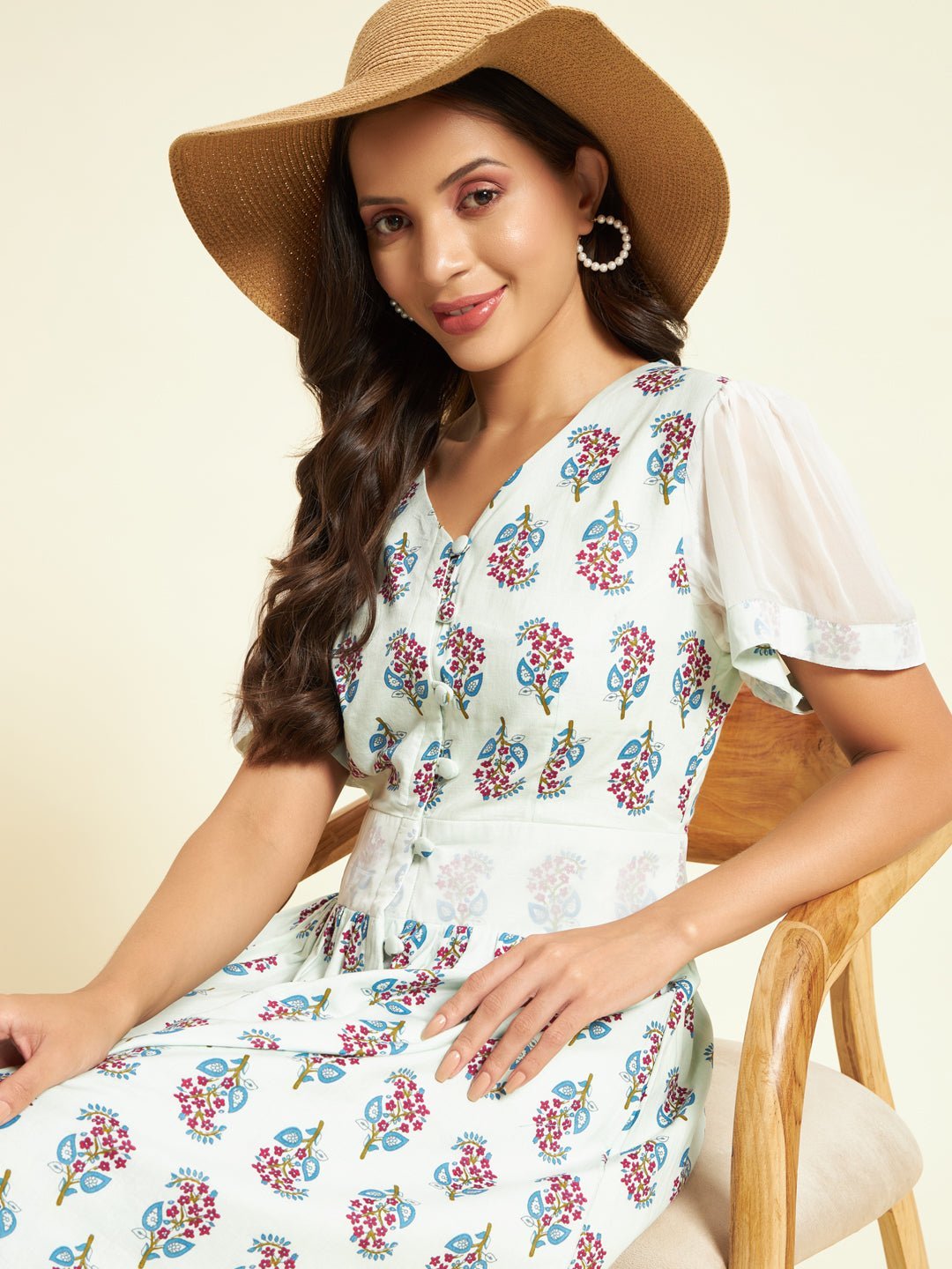 Printed Knee - Length Dress - Kaayada
