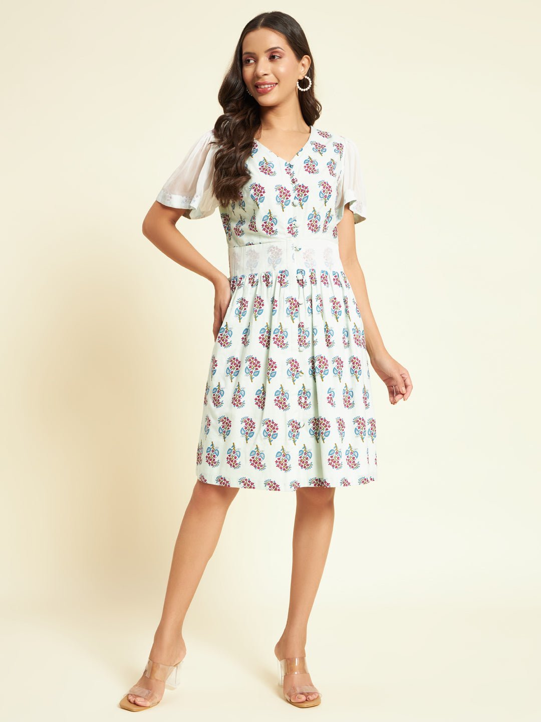 Printed Knee - Length Dress - Kaayada