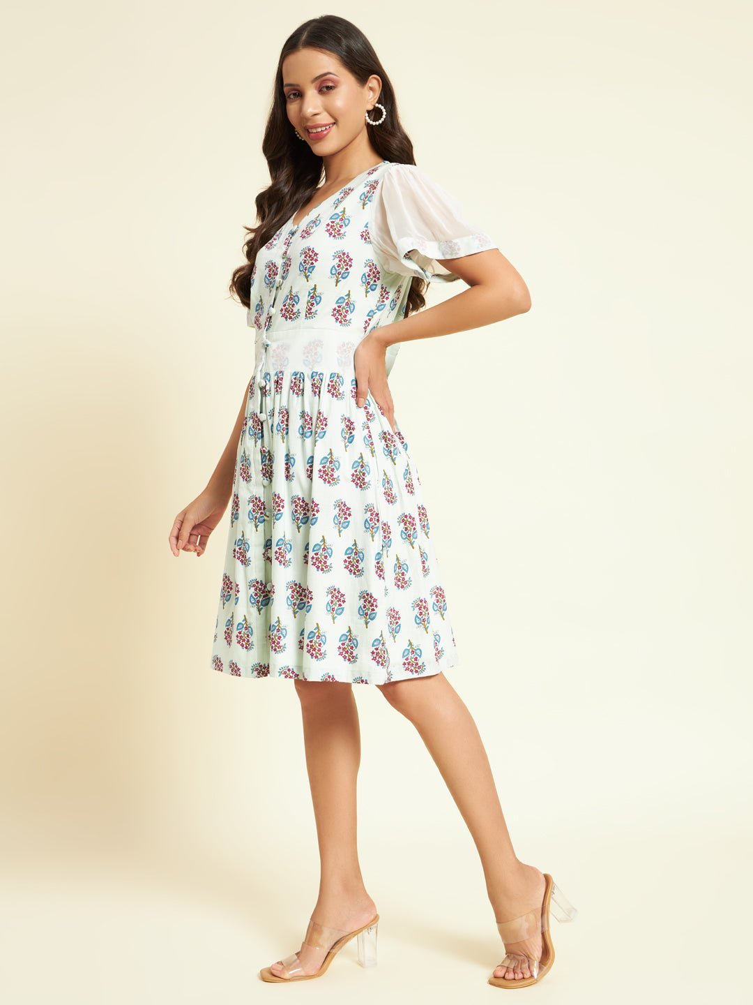 Printed Knee - Length Dress - Kaayada