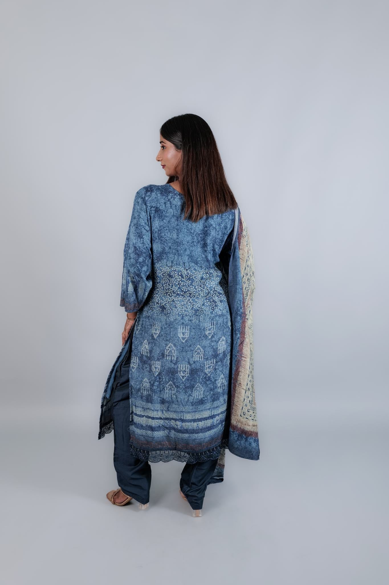 Rayon Satin Printed Suit Set - Kaayada