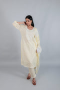 Simple Off - White Cotton Suit Set - Kaayada